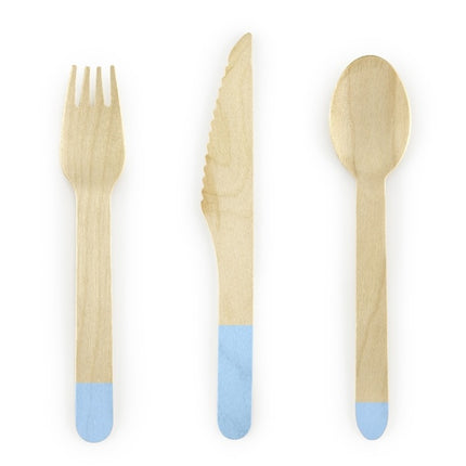 Sztućce drewniane jasnoniebieskie 16cm 18 szt.