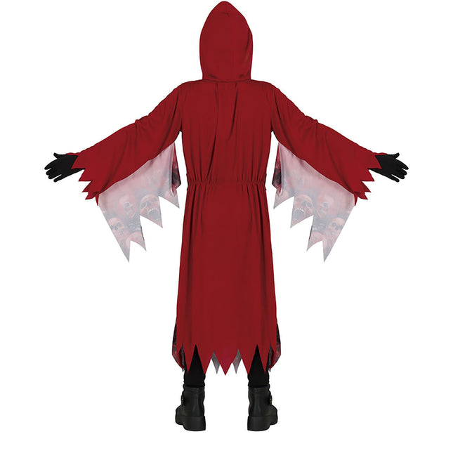 Kostium czaszki na Halloween dla dziecka czerwony