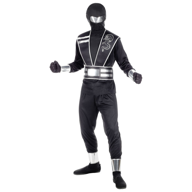 Kombinezon Ninja Czarny Srebrny Chłopiec