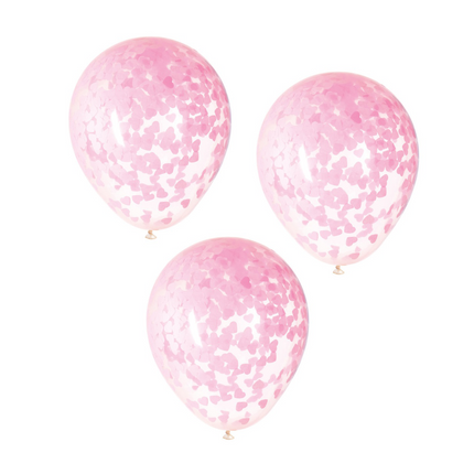 Balony konfetti różowe serce 40cm 5szt