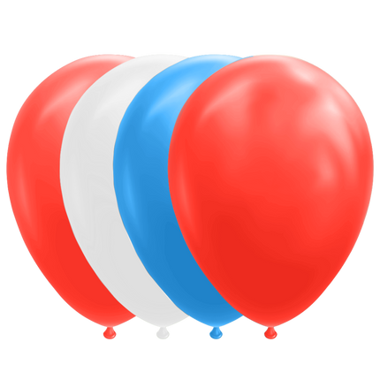 Czerwone białe niebieskie balony 30cm 10szt