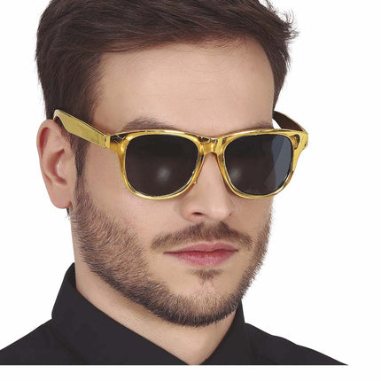 Złote okulary metaliczne