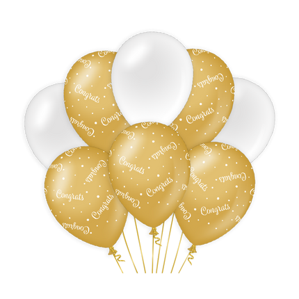 Balony Gratulacyjne Złote Białe 30cm 6szt