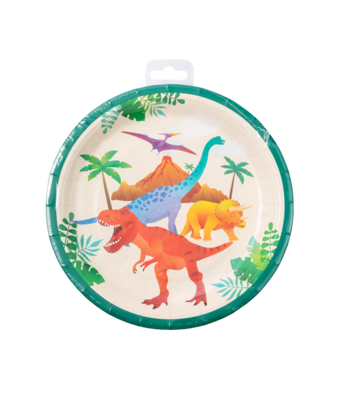 Kolorowe talerze Dino 23 cm 8 szt