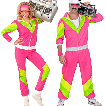Neonowy dres 80S Wadliwy zielony różowy