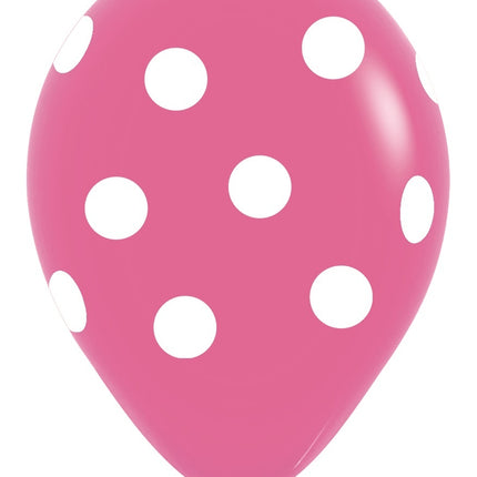 Balony Białe Kropki Mix 30cm 25szt