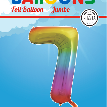 Balon foliowy Figurka 7 Rainbow XL 86cm pusty