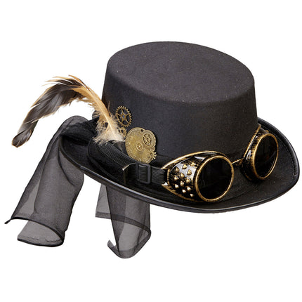 Steampunkowe okulary w kapeluszu