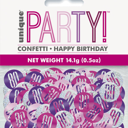 Konfetti stołowe 80 Years Pink 14gr