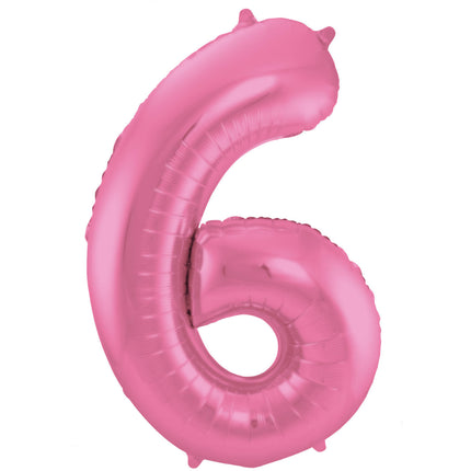 Balon foliowy Figurka 6 Matt Pink XL 86cm pusty
