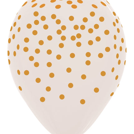 Balony Konfetti Złoty Nadruk Przezroczyste 30cm 25szt