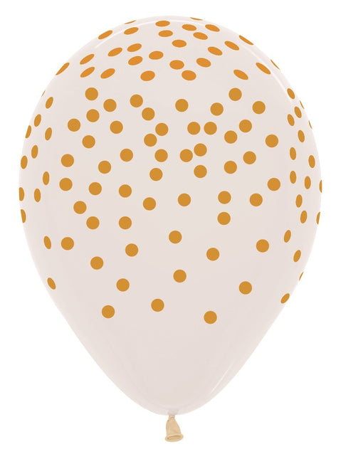 Balony Konfetti Złoty Nadruk Przezroczyste 30cm 25szt