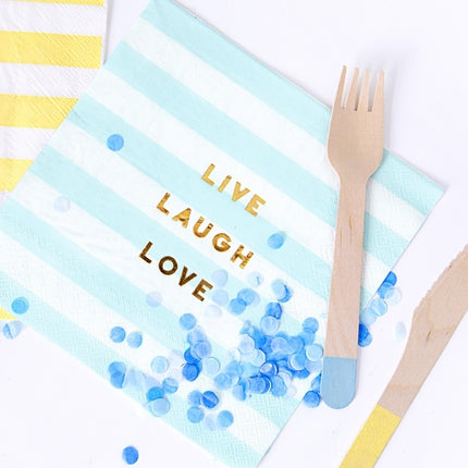 Jasnoniebieskie serwetki Live Laugh Love 33cm 20szt