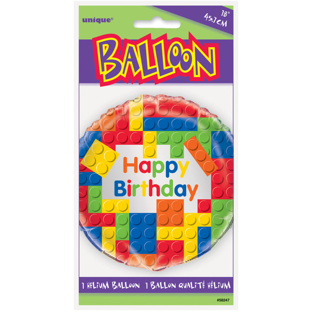 Balon helowy Lego Happy Birthday 45cm pusty