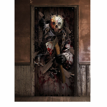 Halloweenowy plakat na drzwi Topór 180 cm x 80 cm