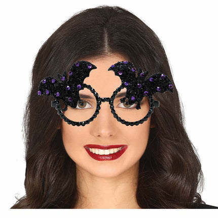 Okulary na Halloween z brokatem nietoperza