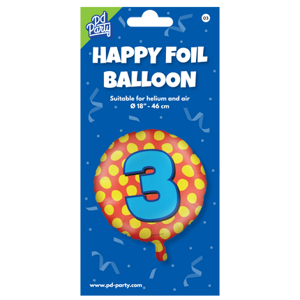 Balon helowy 3 lata kolorowy pusty 46 cm