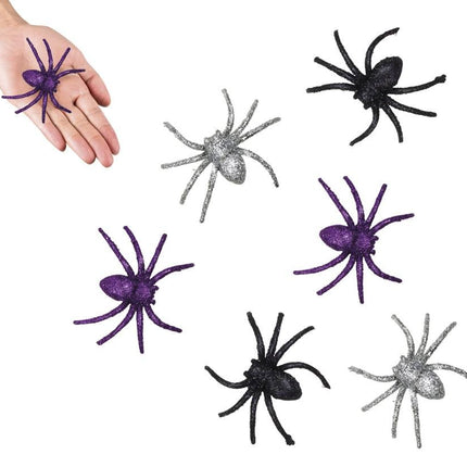 Fałszywe pająki Glitter 7cm 6szt