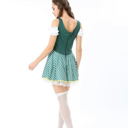 Sukienka Dirndl Oktoberfest w kratę zielona