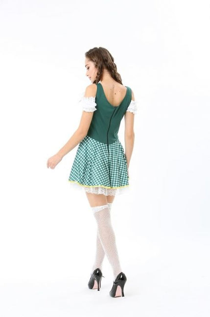 Sukienka Dirndl Oktoberfest w kratę zielona