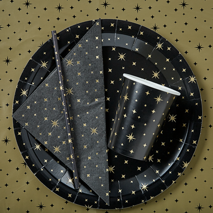 Serwetki Gold Stars Black 17cm 16szt