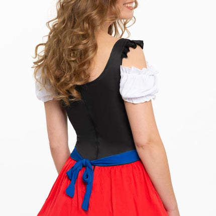 Sukienka Dirndl Oktoberfest Czerwono-Niebieski Fartuch