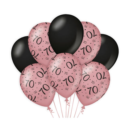 Balony na 70 lat Róża Czarna 30cm 8szt