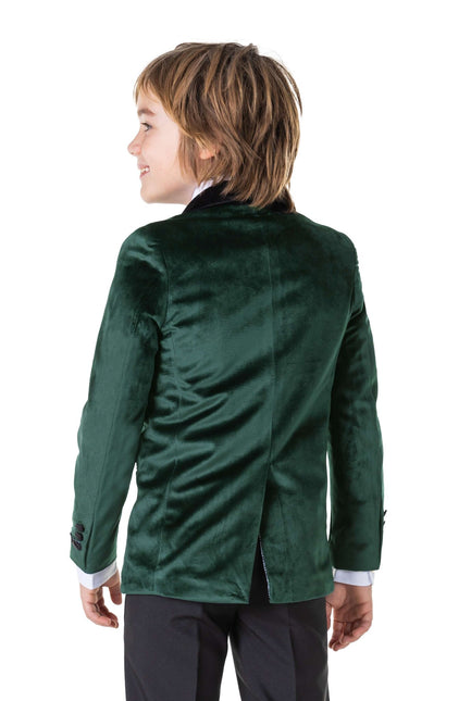 Ciemnozielony aksamitny blezer chłopięcy <tc>OppoSuits</tc>