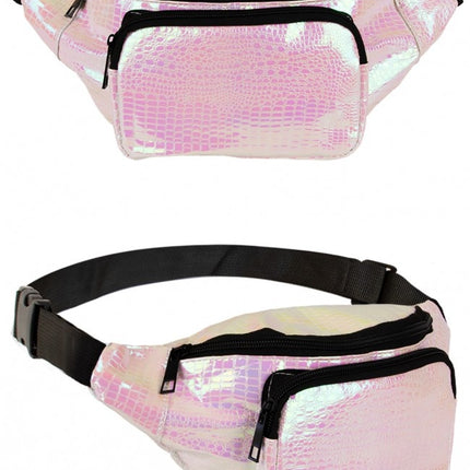 Torebka biodrowa Snake Leather Print White