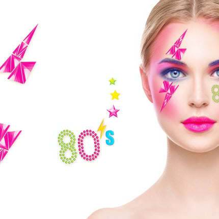 Neonowe naklejki na twarz 80S