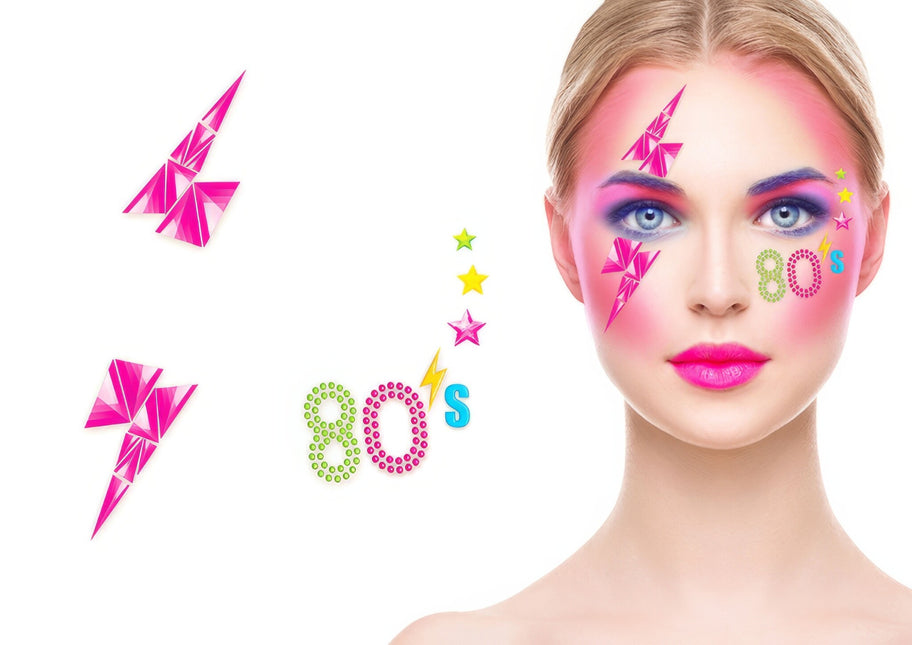 Neonowe naklejki na twarz 80S