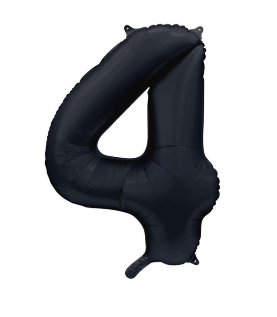 Czarny balon foliowy 4 lata połysk 86 cm