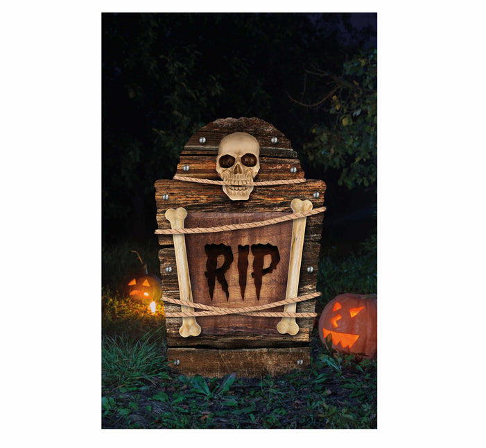 Brązowa dekoracja na Halloween Nagrobek Rip 56cm