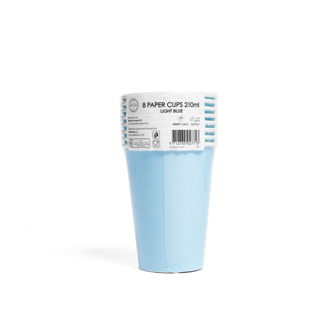 Kubki papierowe jasnoniebieskie 210ml 8szt