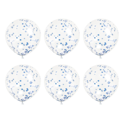 Balony z konfetti Niebieskie 30cm 6szt