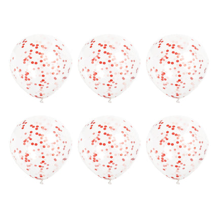 Balony konfetti czerwone 40cm 6szt