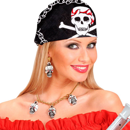Czarno-biała piracka bandana