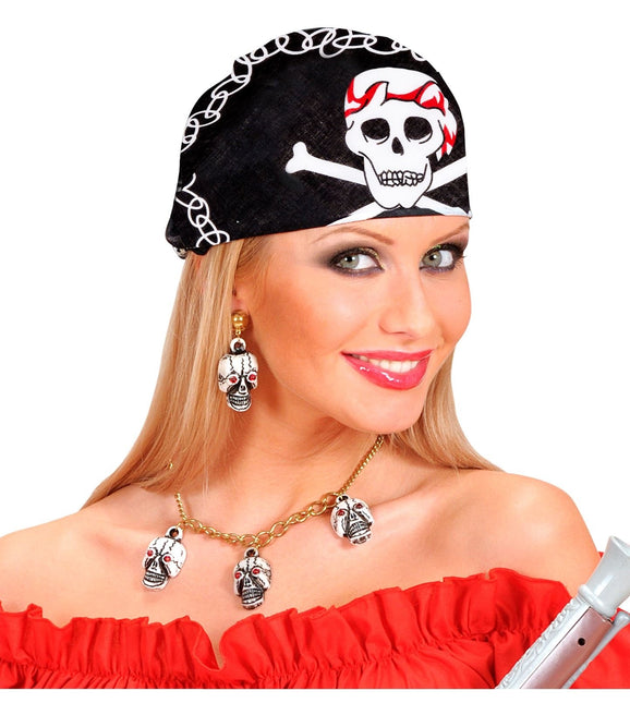 Czarno-biała piracka bandana