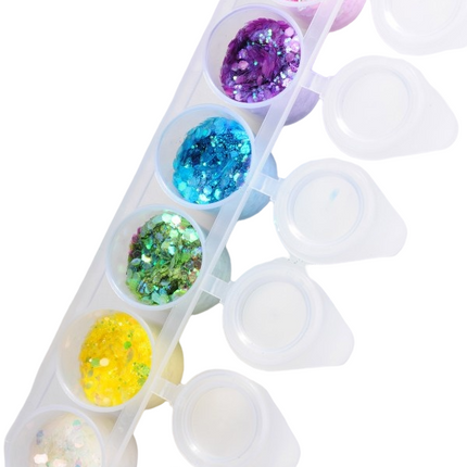 Zestaw kolorowych brokatów Chunky Glitters 7 sztuk