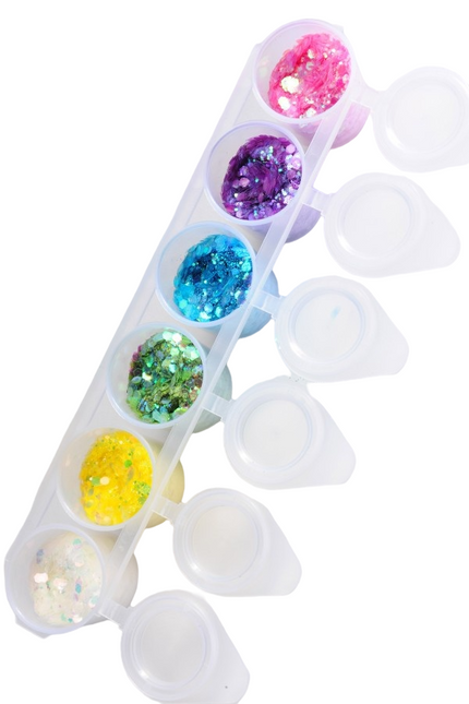 Zestaw kolorowych brokatów Chunky Glitters 7 sztuk