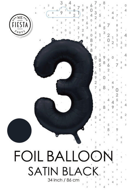 Czarny balon foliowy 3 lata połysk 86 cm