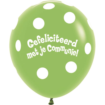 Balony komunijne Polka Dots Lime Green 45cm 25szt