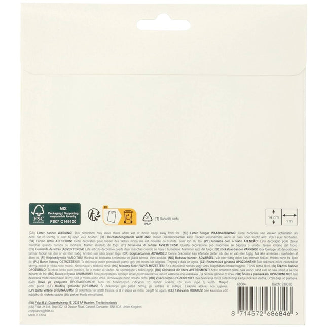 Girlanda Happy Birthday Letter Black 1,5 m