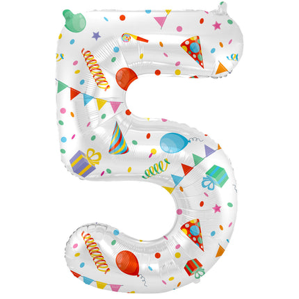 Balon cyfra 5 lat pusty 86cm