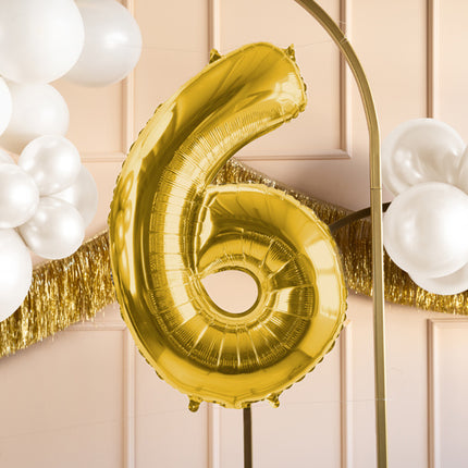 Balon z figurką na 6 lat złoty pusty 72 cm