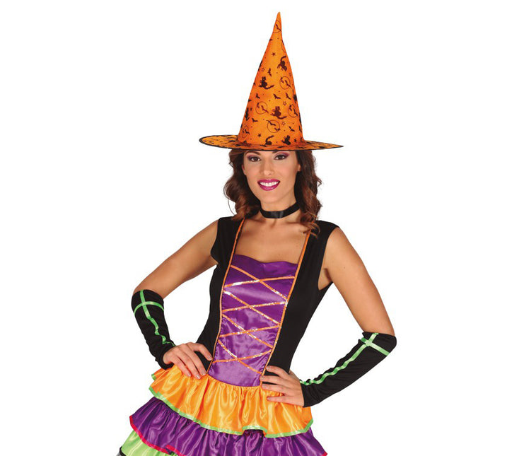 Halloweenowy kapelusz czarownicy pomarańczowy