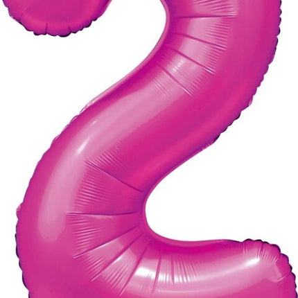Balon z numerem fuksja 2 lata, połysk 86 cm