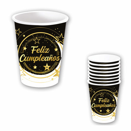 Kubki Joyeux Anniversaire papierowe 240ml 6szt