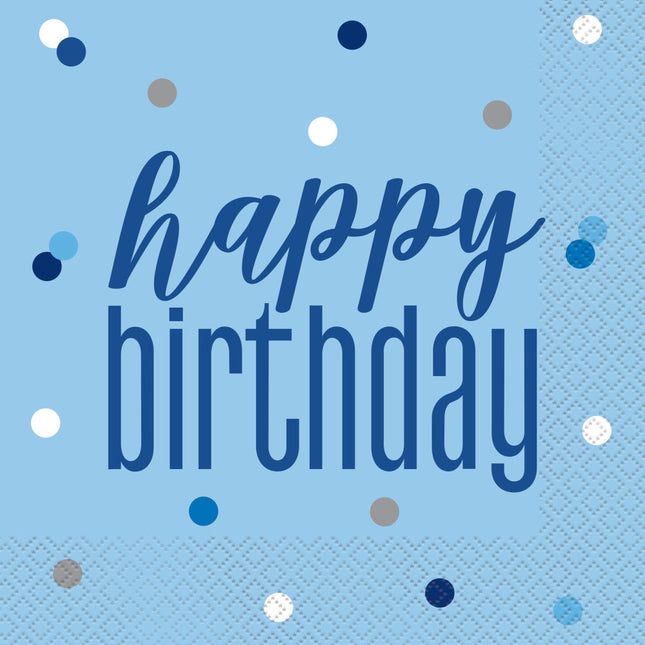 Serwetki urodzinowe Happy Birthday Blue 33cm 16szt