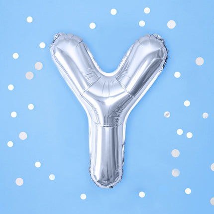 Balon foliowy litera Y srebrny pusty 35 cm